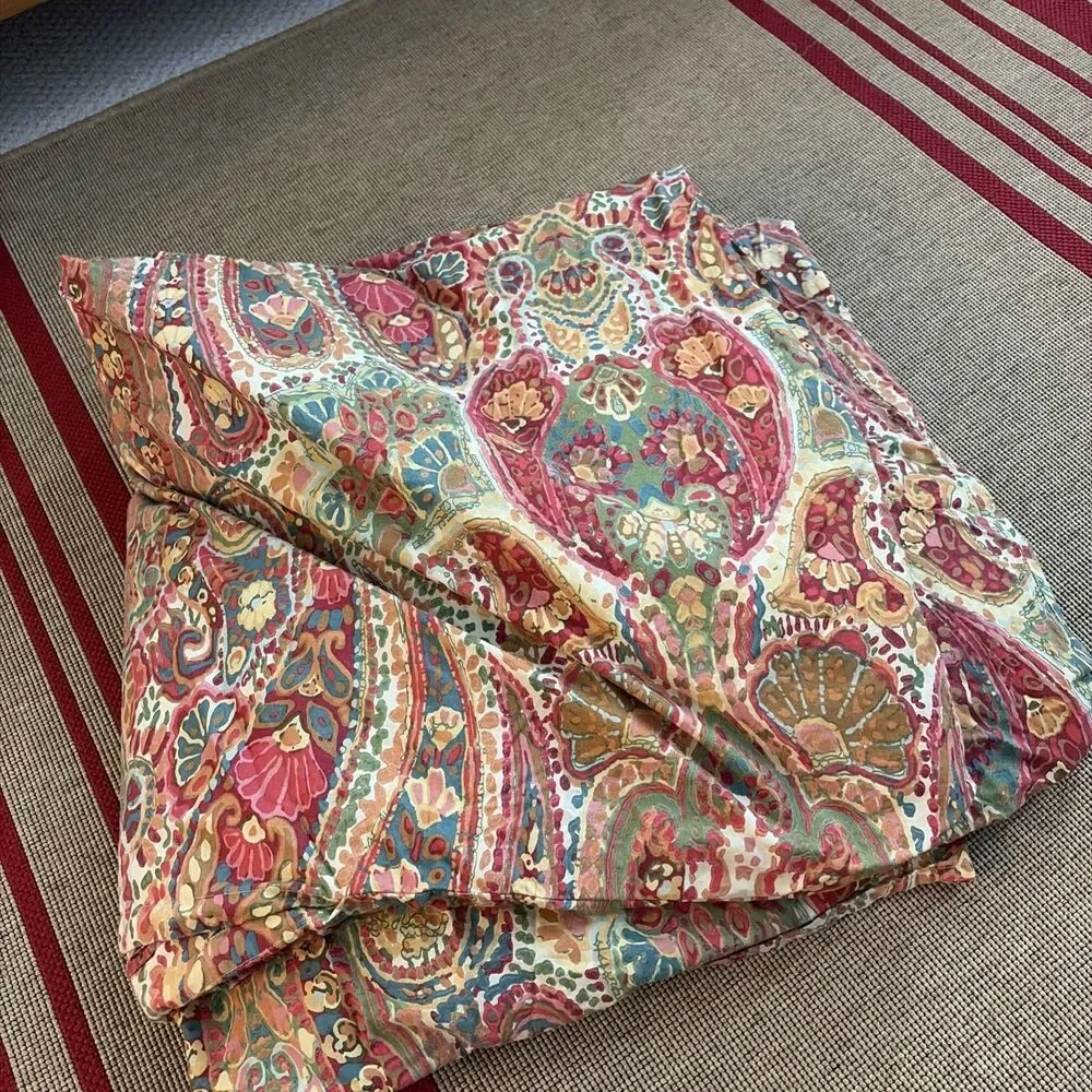 Pottery Barn Rosalie Paisley Full/Queen Duvet Cover 2013 Israel Red Orange